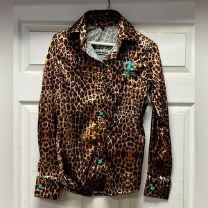 Thunderbird Brand Leopard Print Shirt Size Medium.